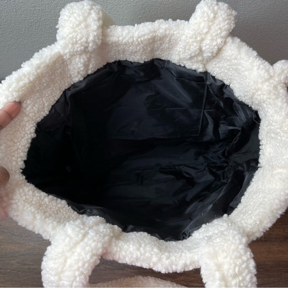 Victoria’s Secret Sherpa Tote Ivory Cream Reusable Shoulder Bag - Picture 10 of 13